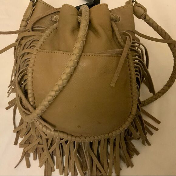 Cut N' Paste Women Gray Leather Drawstring braided fringes strap bag - Picture 6 of 10